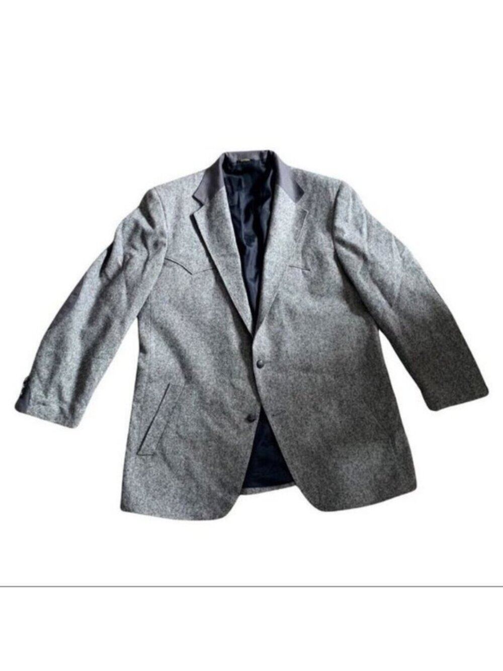 Pagano West 46l Gray Western Vintage Blazer 3 Button 1 Vent Wool USA